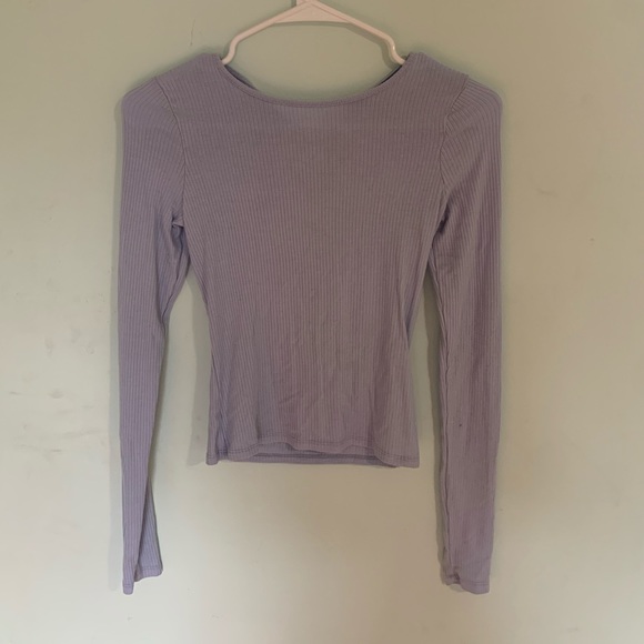 light blue long sleeved/ cross back top - Picture 1 of 2